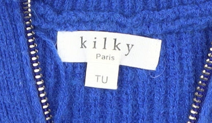 Kilky Paris Women's Blue Mock Neck Full Zip Jumper