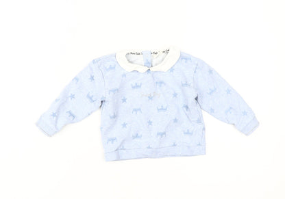 River Island Blue Baby Top, 12-18 Months, Cotton, Stars