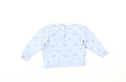 River Island Blue Baby Top, 12-18 Months, Cotton, Stars