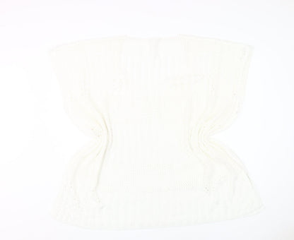 Cupshe Women's White Beach Cover Up, Size L, Lightweight Acrylic