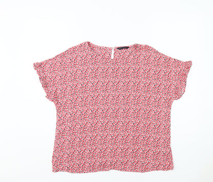 Marks and Spencer Women's Red Floral Blouse Size 14