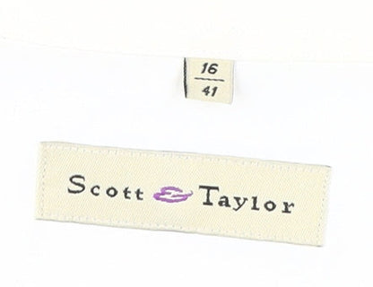 Scott Taylor Men's White Dress Shirt, Size 16/41, Classic Fit