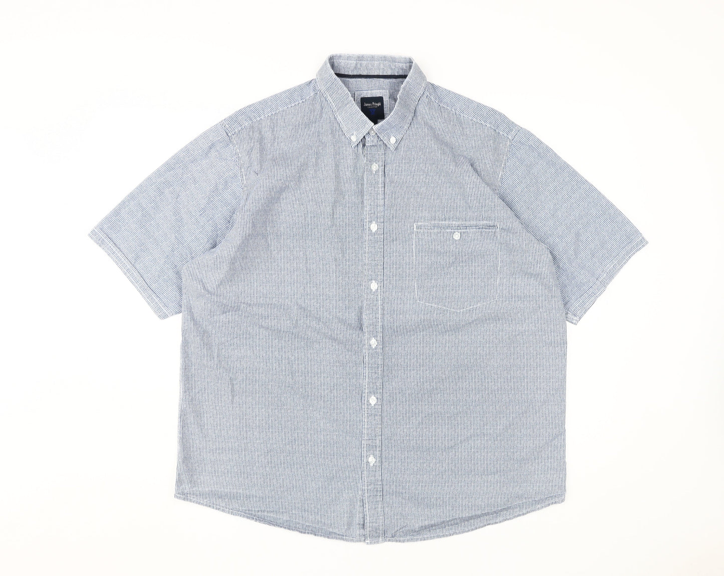 James Pringle Men's Blue Cotton Button-Up Shirt L