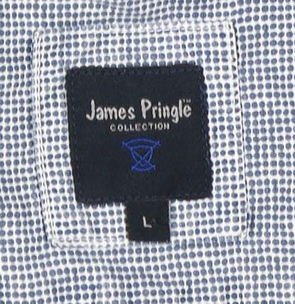 James Pringle Men's Blue Cotton Button-Up Shirt L