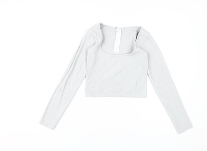 Zara Women's XS Grey Cropped Knit Blouse