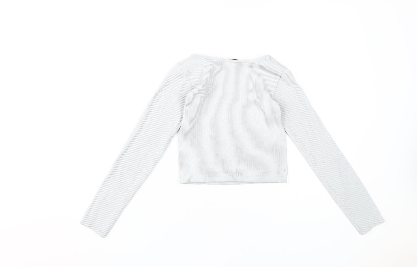Zara Women's XS Grey Cropped Knit Blouse