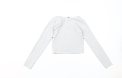 Zara Women's XS Grey Cropped Knit Blouse