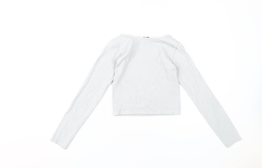 Zara Women's XS Grey Cropped Knit Blouse