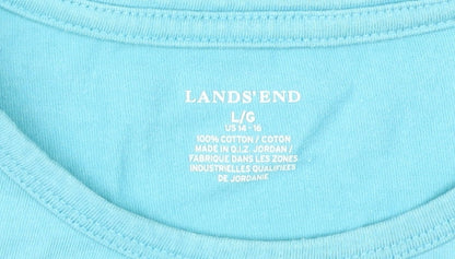 Womens UK Size 16 Lands' End Blue Basic T-Shirt