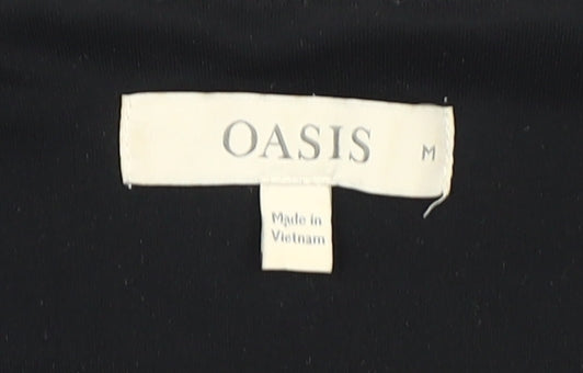 Oasis Women's Black Wrap Dress Animal Print M