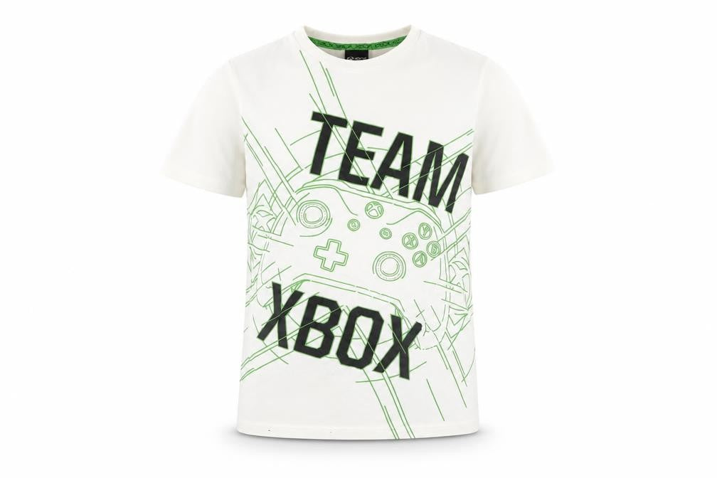 Front view of Xbox boys’' white graphic t-shirt 11-12 years, gaming style