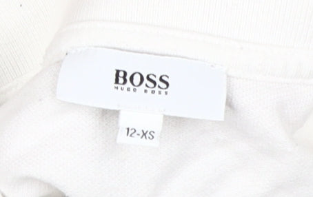 Hugo Boss Boys White Polo Shirt XS Short Sleeve Logo