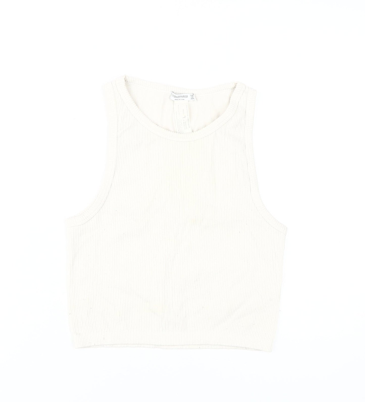 Womens UK Size L Stradivarius White Basic Tank