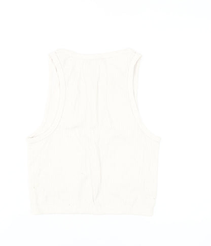 Womens UK Size L Stradivarius White Basic Tank