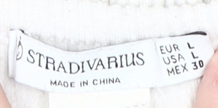 Womens UK Size L Stradivarius White Basic Tank