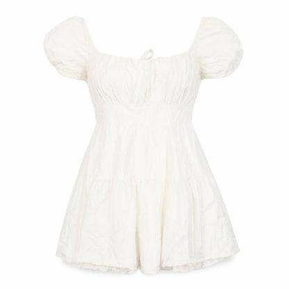 Quiz Women's Ivory A-Line Puff Sleeve Dress Size 10