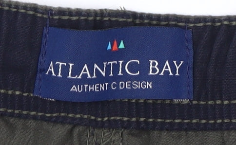 Atlantic Bay Men's Green Cotton Trousers, M, Straight