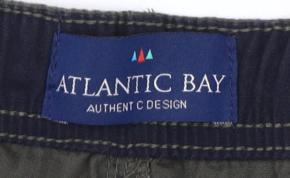 Atlantic Bay Men's Green Cotton Trousers, M, Straight