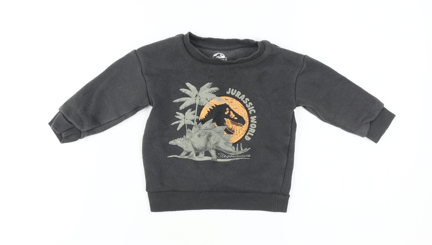 Jurassic World Black T-Shirt 12-18M Unisex Long Sleeve