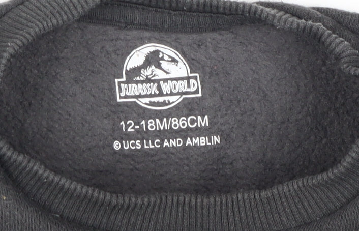 Jurassic World Black T-Shirt 12-18M Unisex Long Sleeve