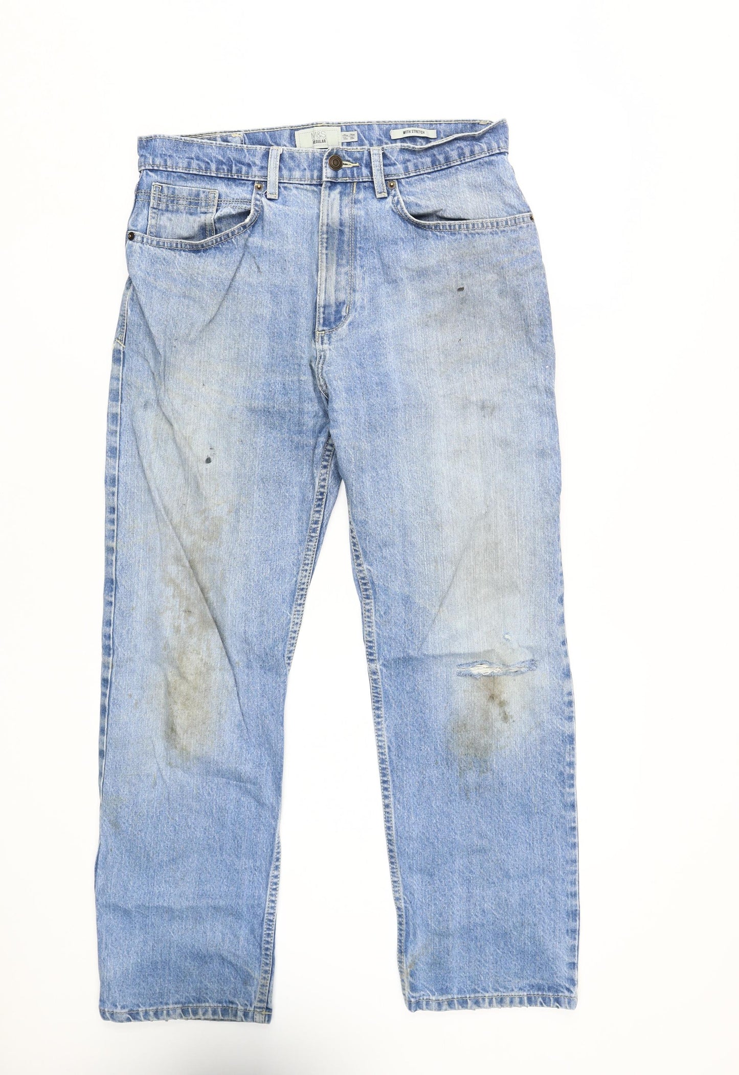 Marks and Spencer Men's Blue Straight Jeans 32W