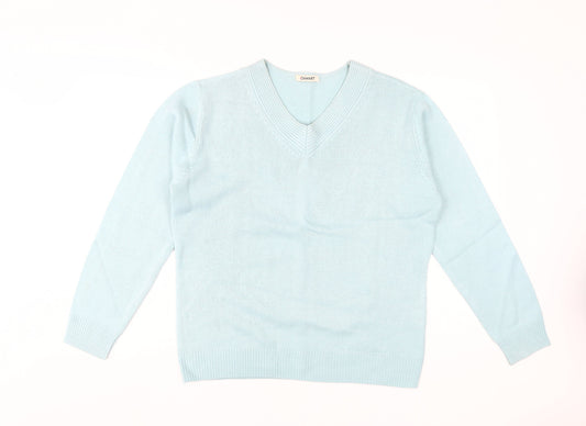 Damart Women's Blue V-Neck Pullover Jumper M