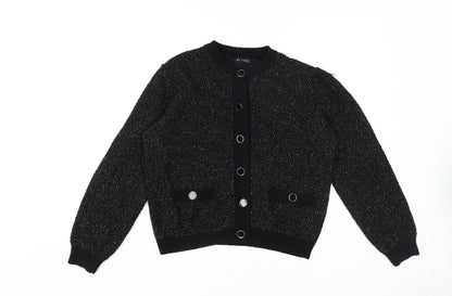 Womens UK Size 12 ET VOUS Black Cardigan Jumper