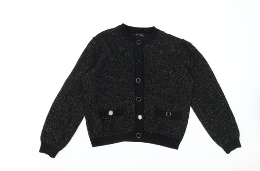 ET VOUS Women's Black Cardigan Size 12 Crew Neck