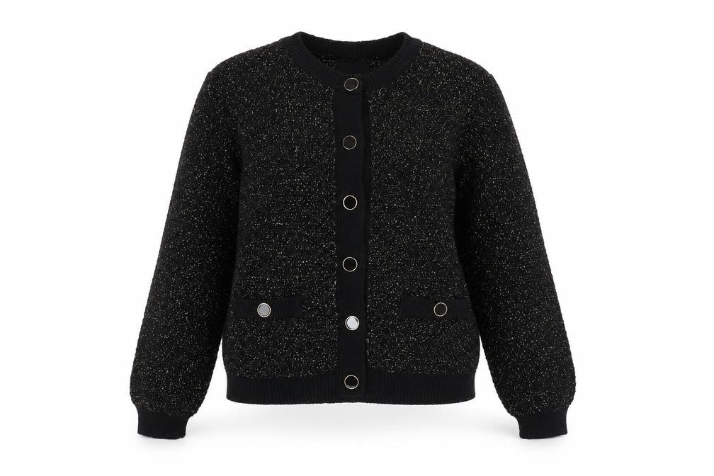 Womens UK Size 12 ET VOUS Black Cardigan Jumper