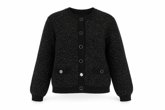 Womens UK Size 12 ET VOUS Black Cardigan Jumper