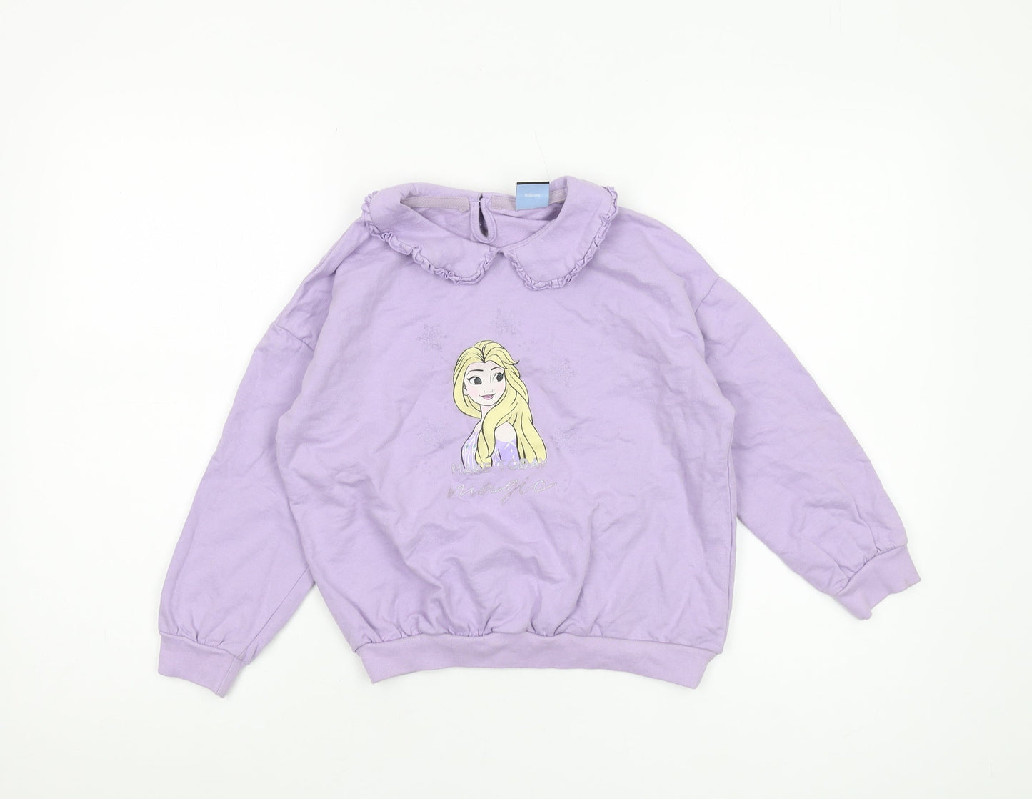 George Boys Purple Disney Frozen Sweatshirt 7-8Y Ruffle Collar