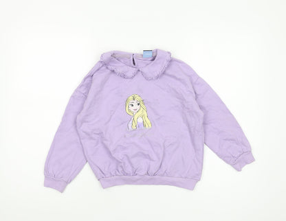 George Boys Purple Disney Frozen Sweatshirt 7-8Y Ruffle Collar