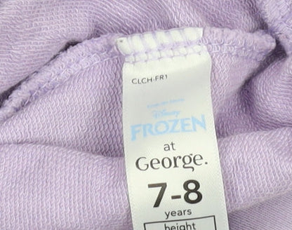George Boys Purple Disney Frozen Sweatshirt 7-8Y Ruffle Collar