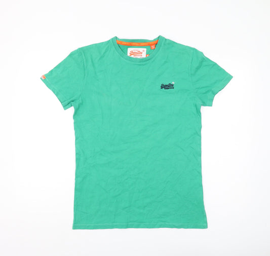 Superdry Men’s Green S T-Shirt, Short Sleeve, Cotton, Logo