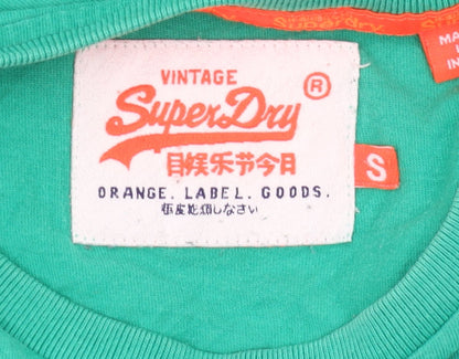 Superdry Men’s Green S T-Shirt, Short Sleeve, Cotton, Logo