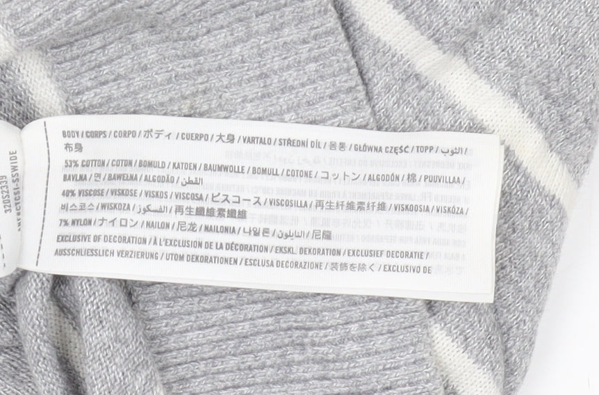 Hollister Mens Grey Striped Pullover Jumper L