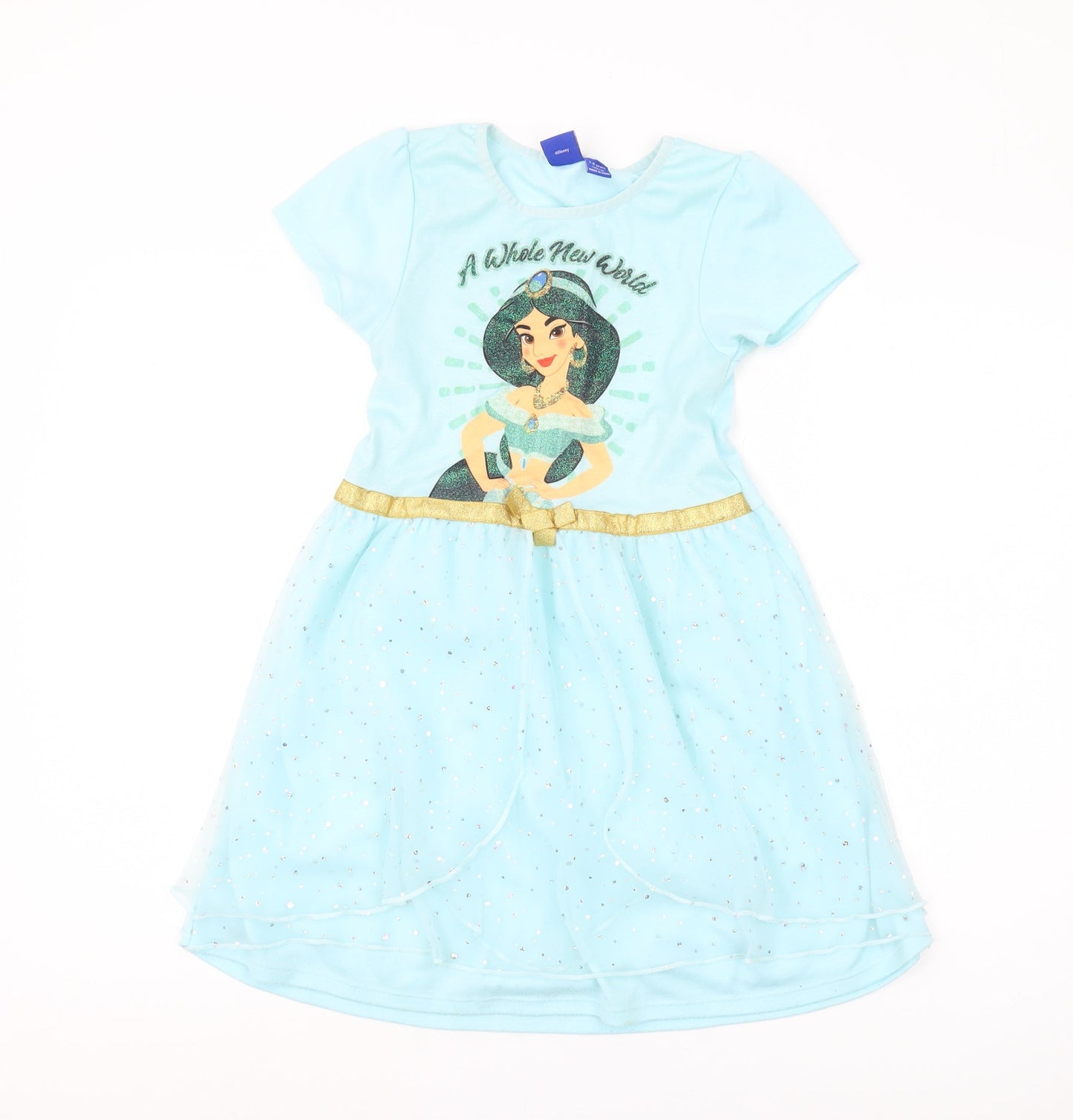 Disney Girls' Blue Aladdin Dress 7-8 Years Fit & Flare