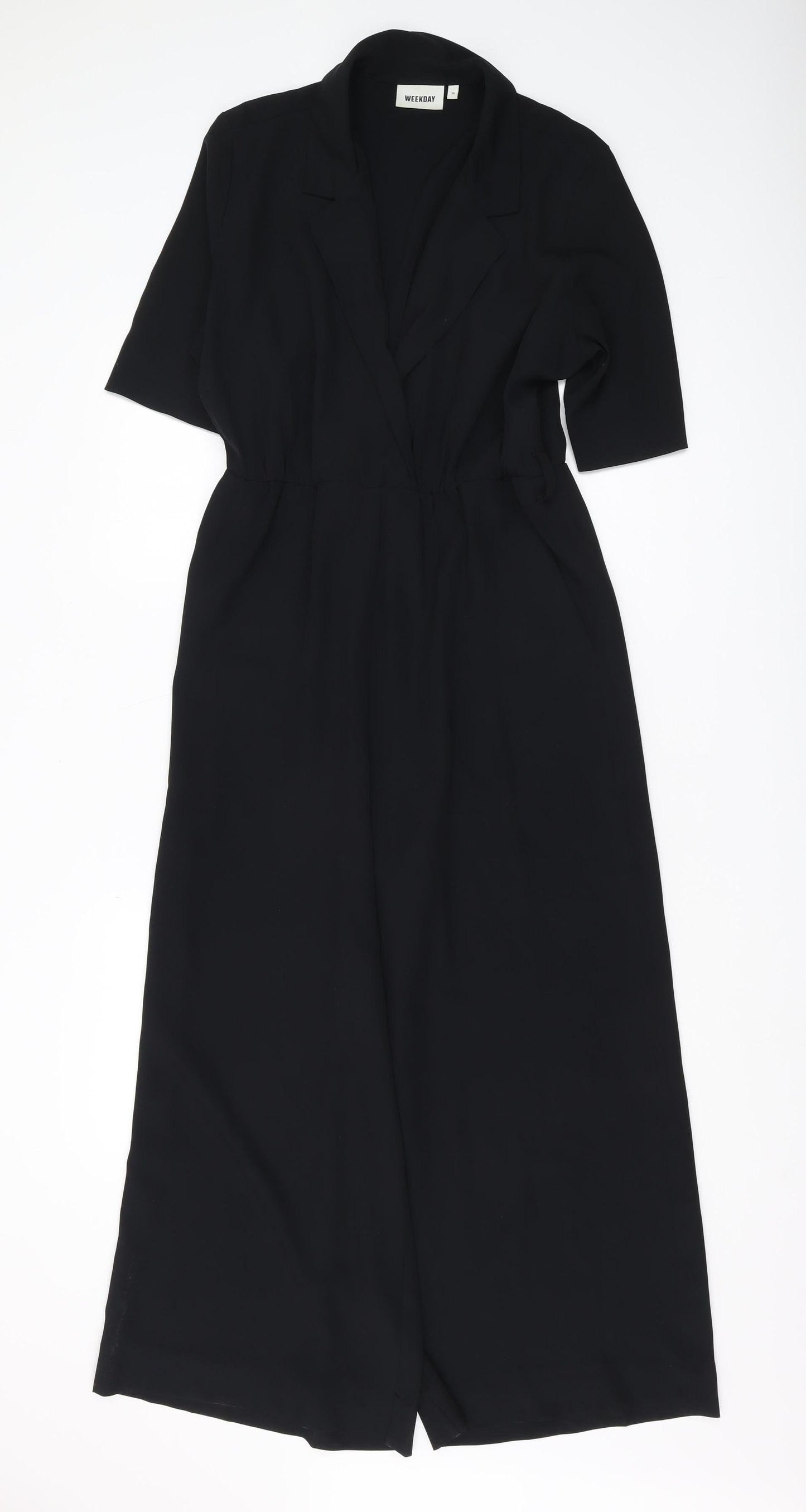 Weekday Women's Black Jumpsuit, Size 8, Wide-Leg, Collared
