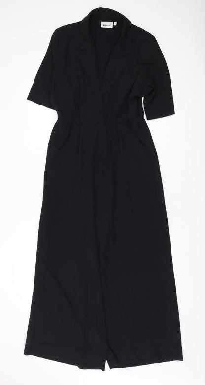 Weekday Women's Black Jumpsuit, Size 8, Wide-Leg, Collared
