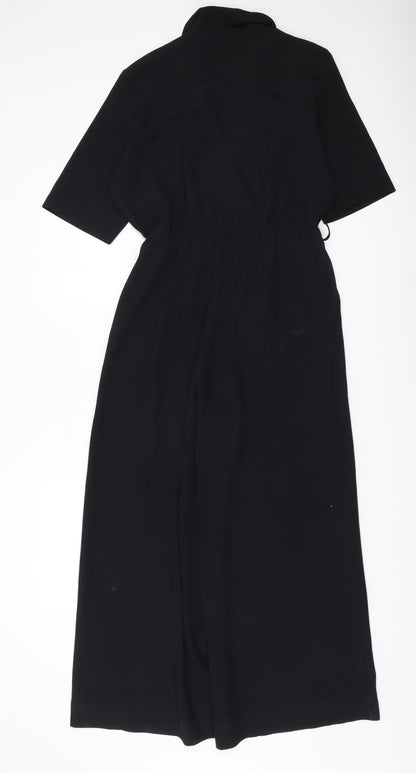 Weekday Women's Black Jumpsuit, Size 8, Wide-Leg, Collared
