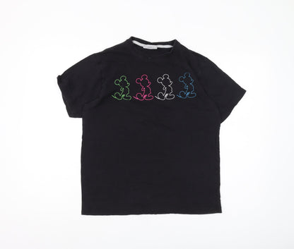 Disney Black T-Shirt Unisex S Cartoon Tee