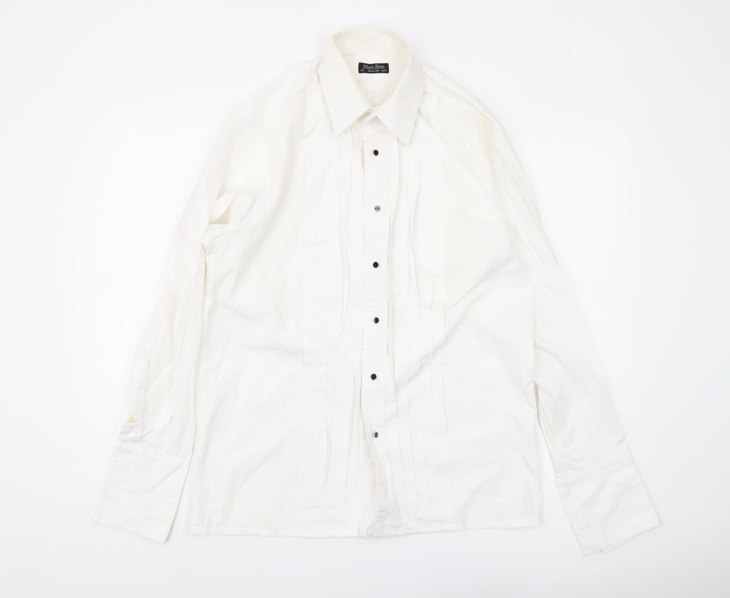 Moss Bros Men's White 15.5 Button-Up Casual Shirt