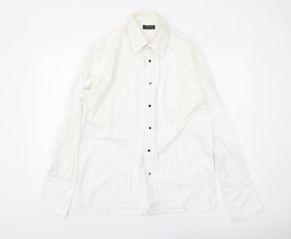Moss Bros Men's White 15.5 Button-Up Casual Shirt