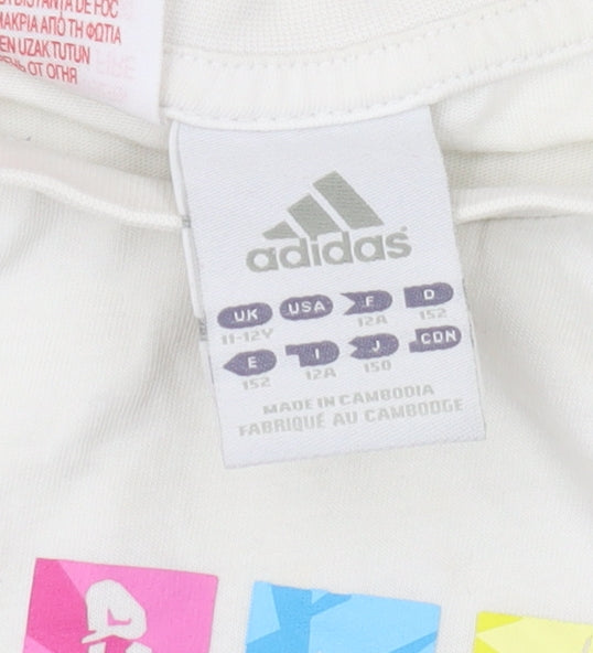 Adidas Boys' White Olympic Graphic T-Shirt, Size 12 - Casual Style