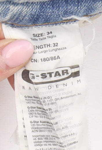 G-Star Men's Blue Straight Jeans Size 34