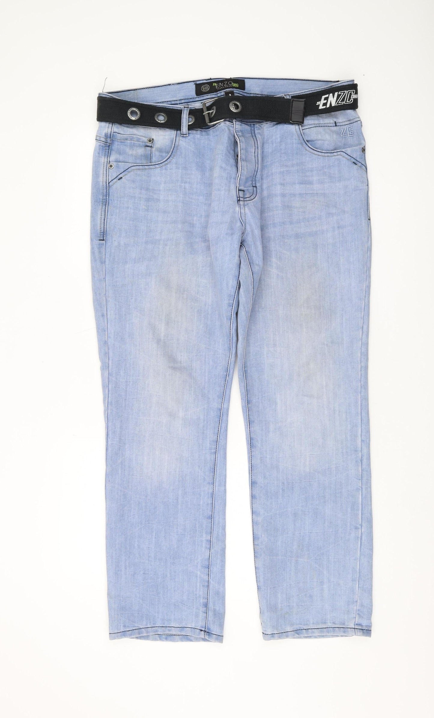 Enzo Men's Light Blue Straight Jeans 36S