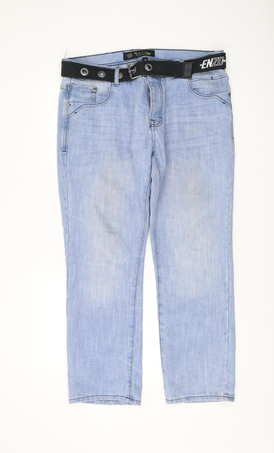 Enzo Men's Light Blue Straight Jeans 36S