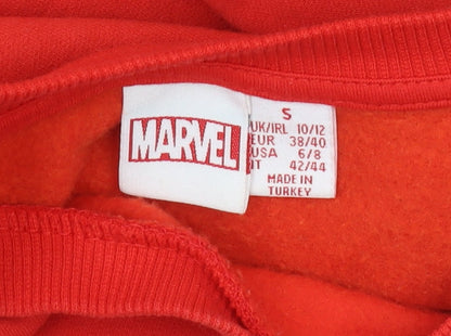 Brand and care label for Marvel unisex red black widow pullover sweatshirt s