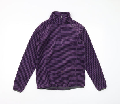 TOG 24 Women's Purple Striped Fleece Half Zip Sweatshirt - Size 8
