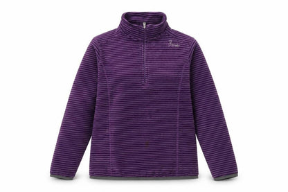 TOG 24 Women's Purple Striped Fleece Half Zip Sweatshirt - Size 8